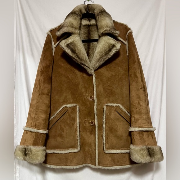 NWOT Dennis Basso Reversible Long Suede Fur Coat Jacket Fall Winter Cozy Warm - Picture 2 of 10